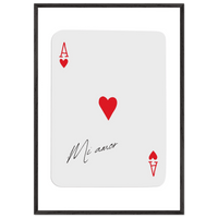 Mi Amor Ace of Hearts - Framed Poker Card Art Print, Eco-Friendly Wood Frame & Shatterproof Plexiglass - Vibrantwalls