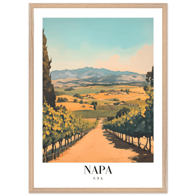 Napa Valley Vineyard Framed Poster – Vintage Travel Wall Art with Wooden Frame - Vibrantwalls