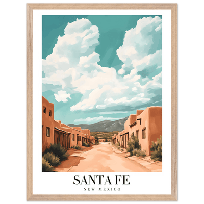 Santa Fe New Mexico Framed Poster – Vintage Southwest Wall Art with Wooden Frame - Vibrantwalls