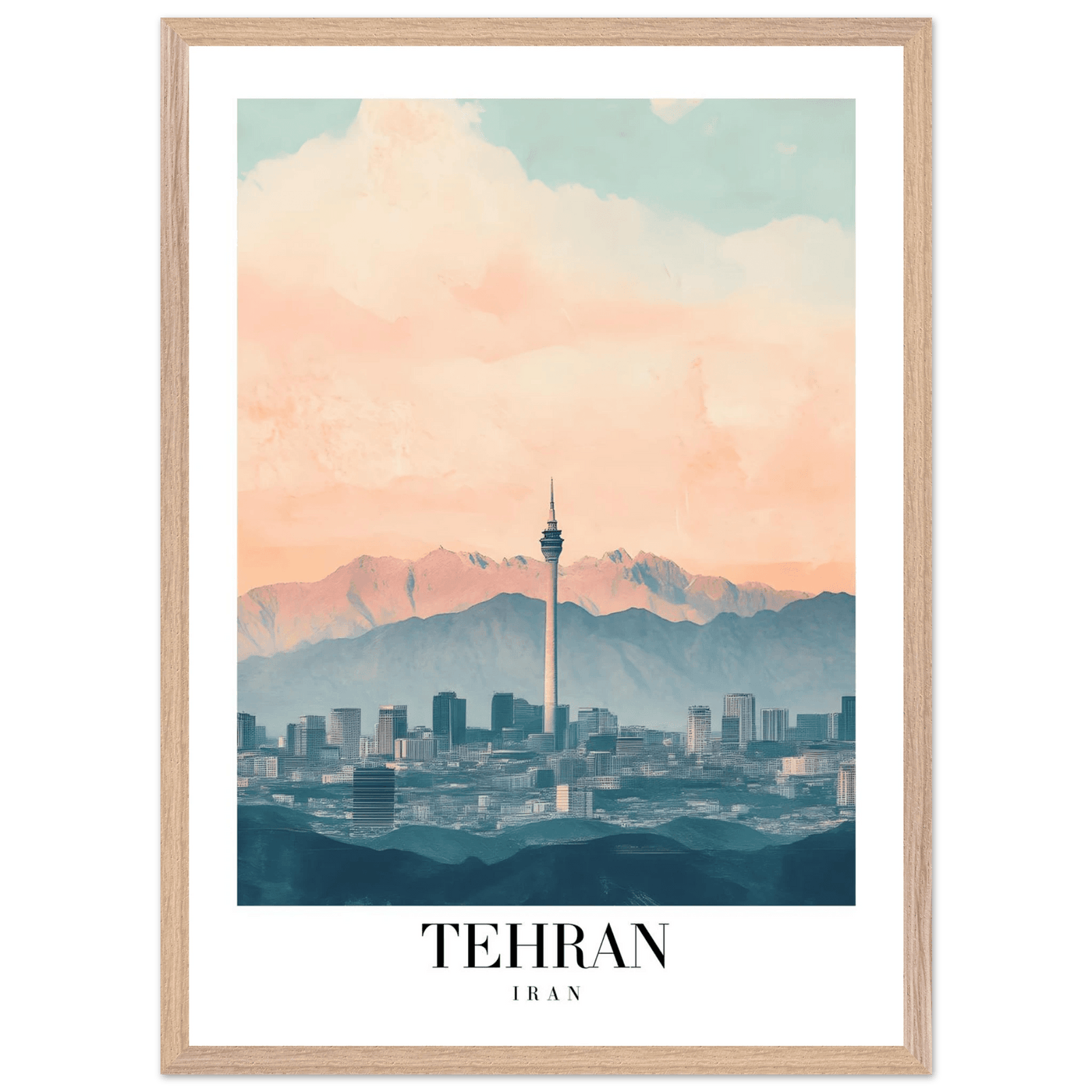 Tehran Iran Framed Poster – Serene Cityscape Wall Art with Customizable Wooden Frame & Sizes - Vibrantwalls