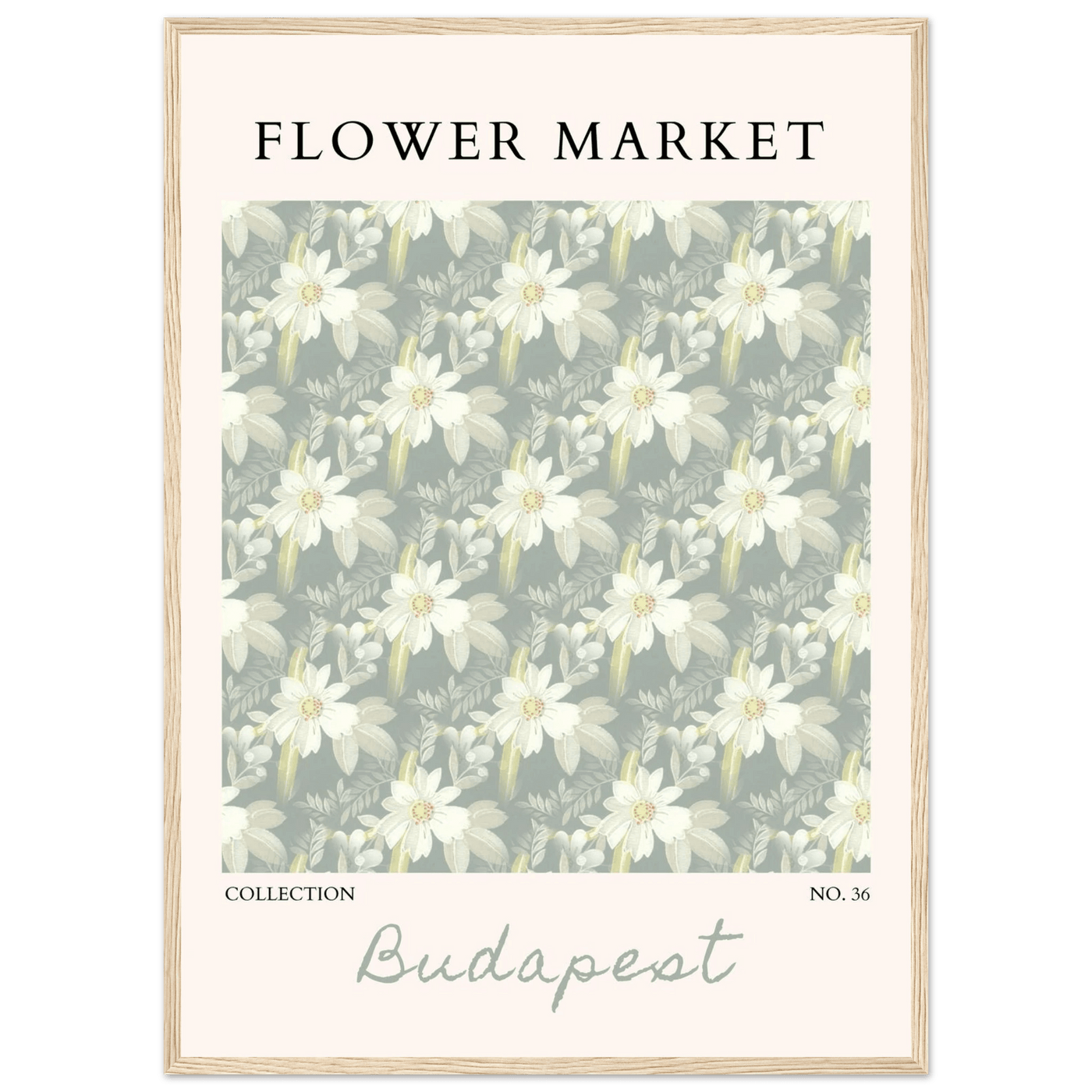 Budapest Flower Market Framed Poster – Elegant Botanical Art Print in Sage Green | Ready-to-Hang Wall Decor - Vibrantwalls