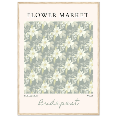 Budapest Flower Market Framed Poster – Elegant Botanical Art Print in Sage Green | Ready-to-Hang Wall Decor - Vibrantwalls