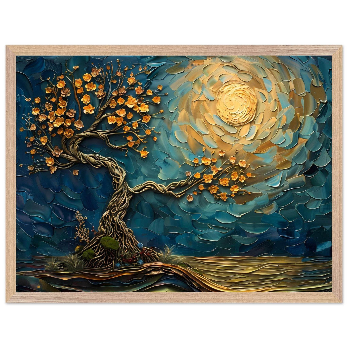 Tree of Life Jewelry - Golden Blooms & Midnight Sky Design - Vibrantwalls