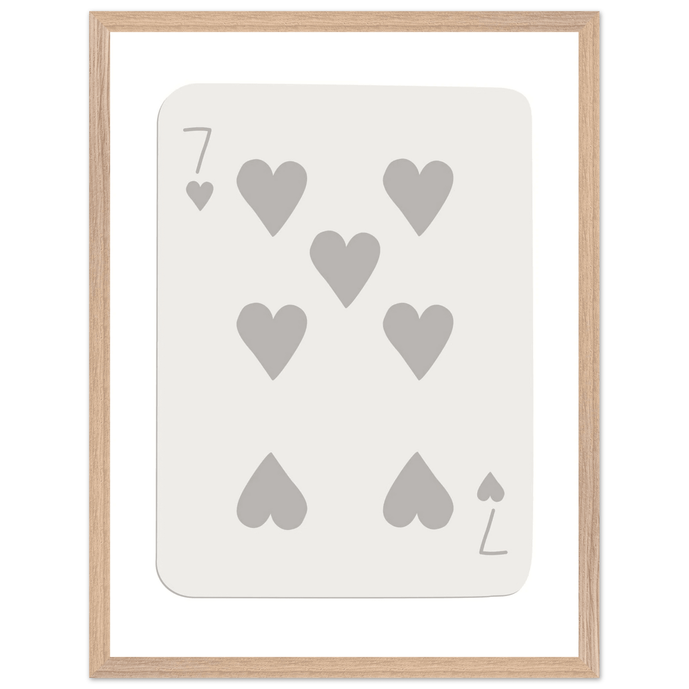 Minimalist Poker Card Print - Seven of Hearts - Mounted Eco-Friendly Framed Art, Custom Sizes & Finishes - Vibrantwalls