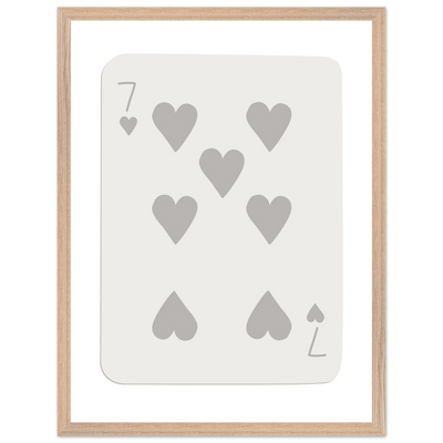 Minimalist Poker Card Print - Seven of Hearts - Mounted Eco-Friendly Framed Art, Custom Sizes & Finishes - Vibrantwalls