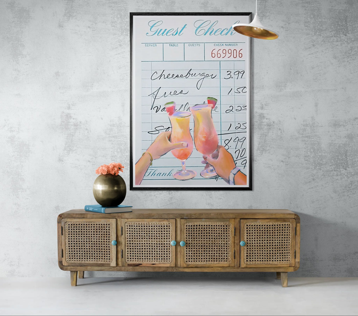Retro Diner Cocktail "Guest Check" Vibrantwalls