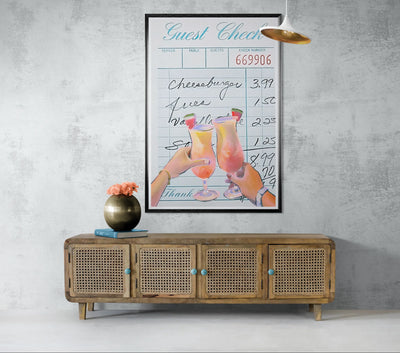 Retro Diner Cocktail "Guest Check" Vibrantwalls