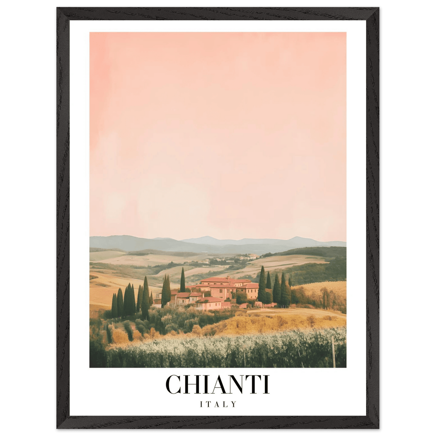 Chianti, Italy Framed Poster – Vintage Tuscan Countryside Wall Art with Customizable Wooden Frame - Vibrantwalls