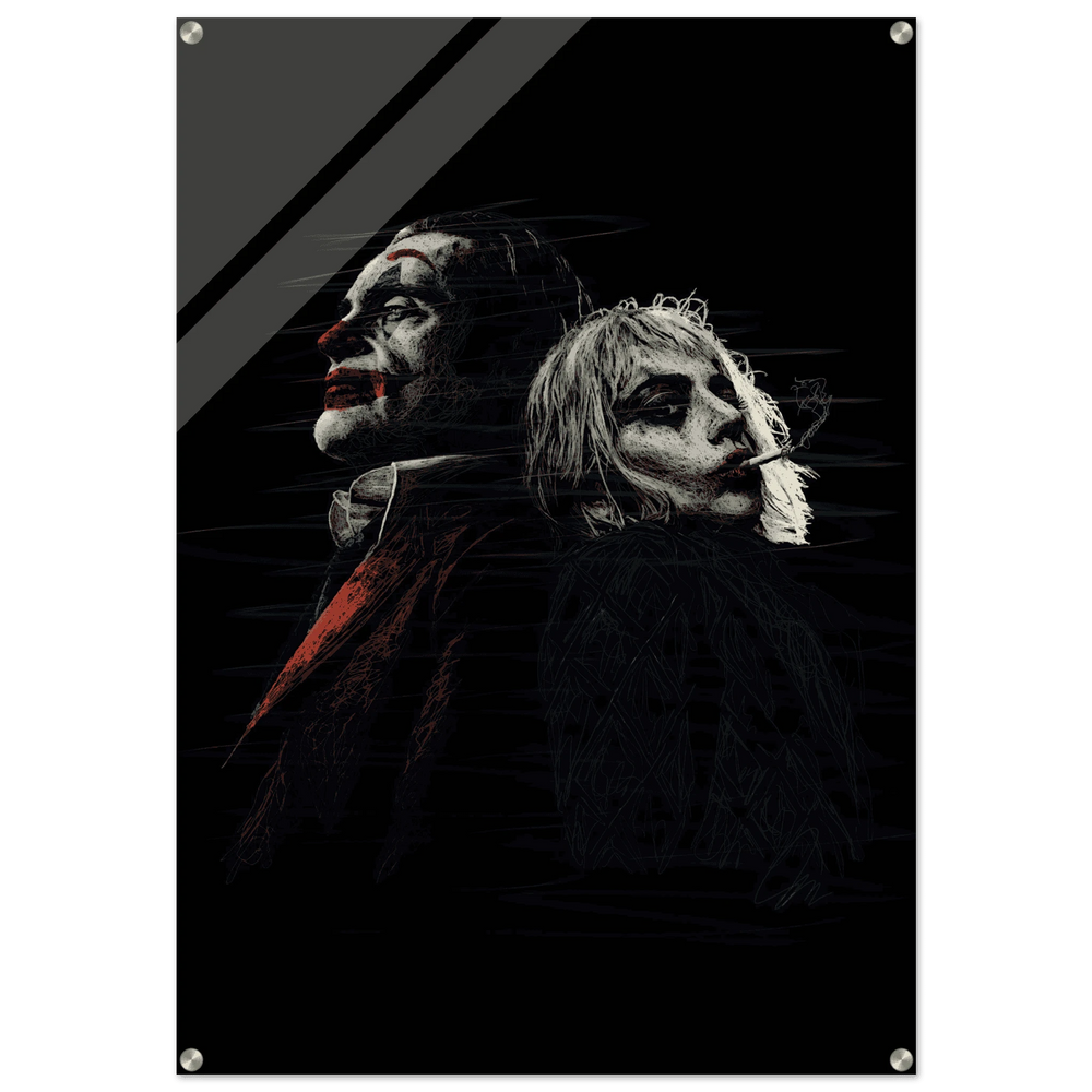 Joker & Harley Quinn Inspired Acrylic Print – Dark, Edgy, Modern Pop Art for Your Space - Vibrantwalls