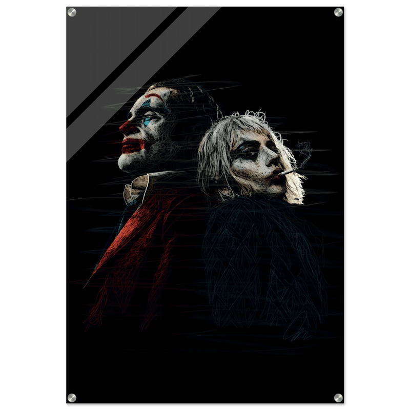 Joker & Harley Quinn Inspired Acrylic Print – Dark, Edgy, Modern Pop Art for Your Space - Vibrantwalls