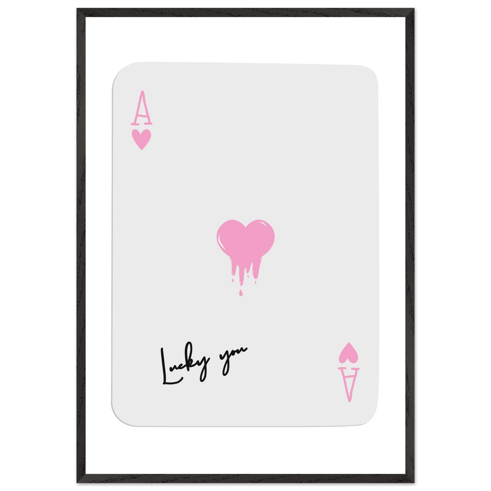 Lucky You - Ace of Hearts Drip Pink Print - Mounted Framed Poster Art - Vibrantwalls
