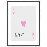 Lucky You - Ace of Hearts Drip Pink Print - Mounted Framed Poster Art - Vibrantwalls