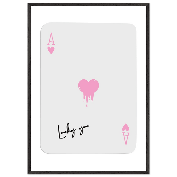 Lucky You - Ace of Hearts Drip Pink Print - Mounted Framed Poster Art - Vibrantwalls