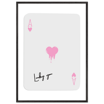 Lucky You - Ace of Hearts Drip Pink Print - Mounted Framed Poster Art with Eco-Friendly Wood Frame - Vibrantwalls