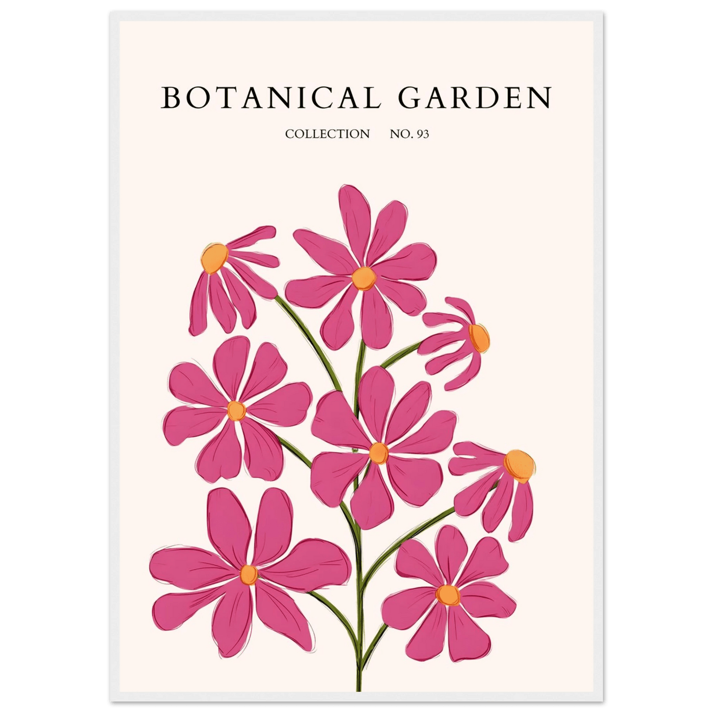 Vibrant Botanical Garden Framed Poster – Pink Cosmos & Abstract Floral Art Print | Ready-to-Hang in Various Sizes - Vibrantwalls