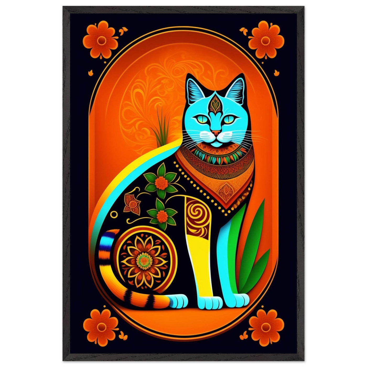 Boho Chic Cat Art - Vibrantwalls