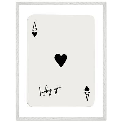 Lucky Ace of Hearts Framed Poster Art - Playful Poker Card Print in Eco-Friendly Wood Frame - Vibrantwalls