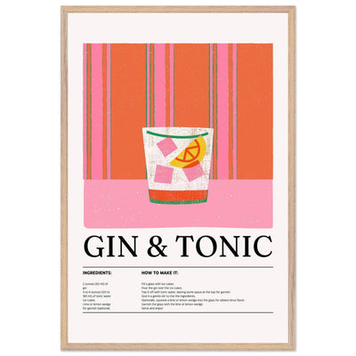Gin Tonic Cocktail Recipe Minimalist Design Print - Vibrantwalls
