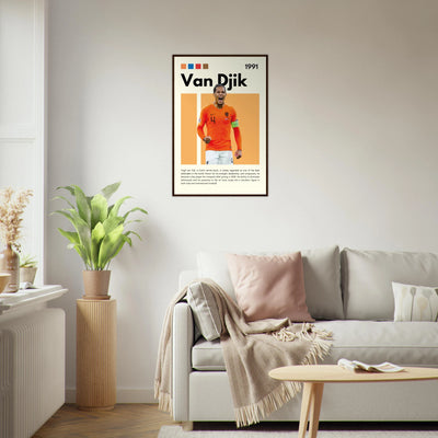 Virgil van Dijk Liverpool/Netherlands Football Framed Poster - Orange & Dynamic Sports Art Print Vibrantwalls