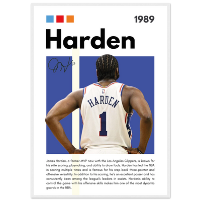 James Harden The Beard Clippers Framed Poster A1 (59.4 x 84.1 cm) White frame Vibrantwalls
