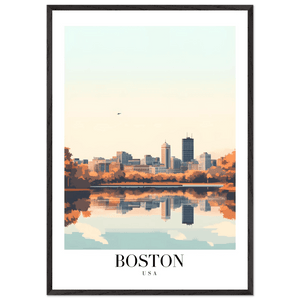 Boston Cityscape Framed Poster – Modern Travel Wall Art with Wooden Frame & Multiple Sizes - Vibrantwalls