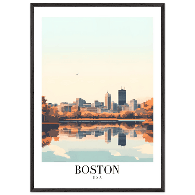 Boston Cityscape Framed Poster – Modern Travel Wall Art with Wooden Frame & Multiple Sizes - Vibrantwalls