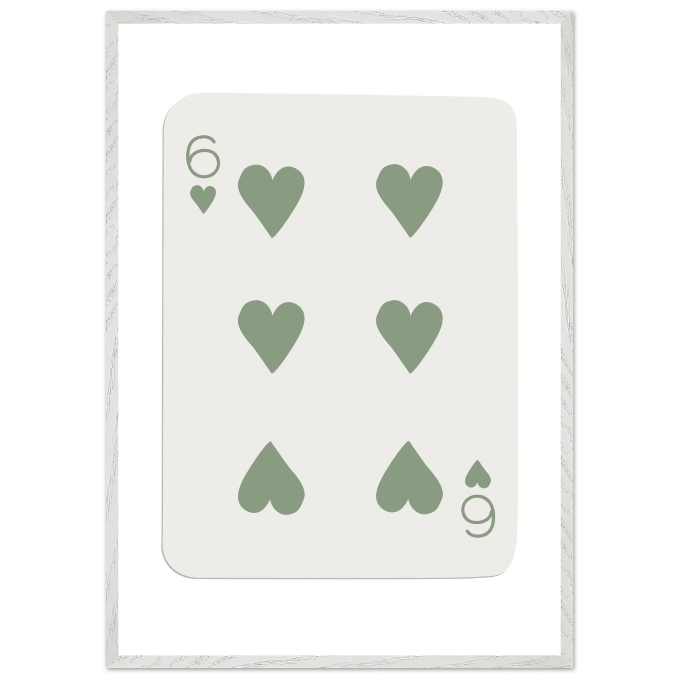 Minimalist Six of Hearts Poker Card Print - Mounted & Framed Art in Eco-Friendly Wood, Choose Your Size & Frame - Vibrantwalls