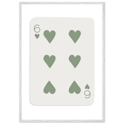 Minimalist Six of Hearts Poker Card Print - Mounted & Framed Art in Eco-Friendly Wood, Choose Your Size & Frame - Vibrantwalls