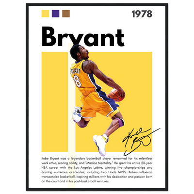Kobe Bryant Number 24 Lakers Modern Print 60x80 cm 24x32″ Black frame Vibrantwalls