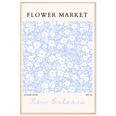 Flower Market New Orleans – Chic Periwinkle Floral Framed Poster | Ready-to-Hang Wall Art - Vibrantwalls