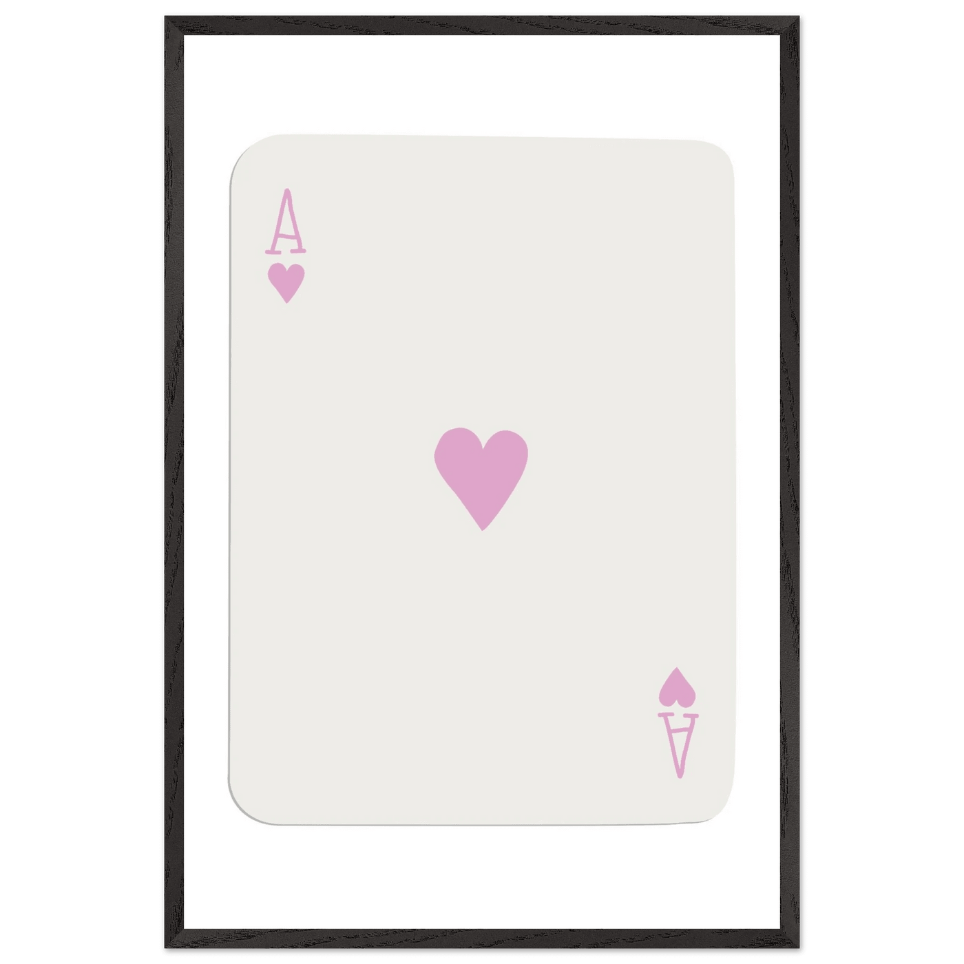 Minimalist Ace of Hearts Poker Card Print - Mounted Framed Poster Art, Eco-Friendly Wood Frame - Vibrantwalls