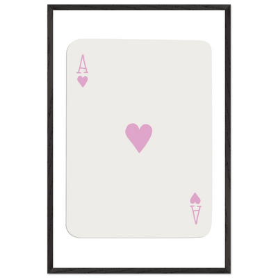 Minimalist Ace of Hearts Poker Card Print - Mounted Framed Poster Art, Eco-Friendly Wood Frame - Vibrantwalls