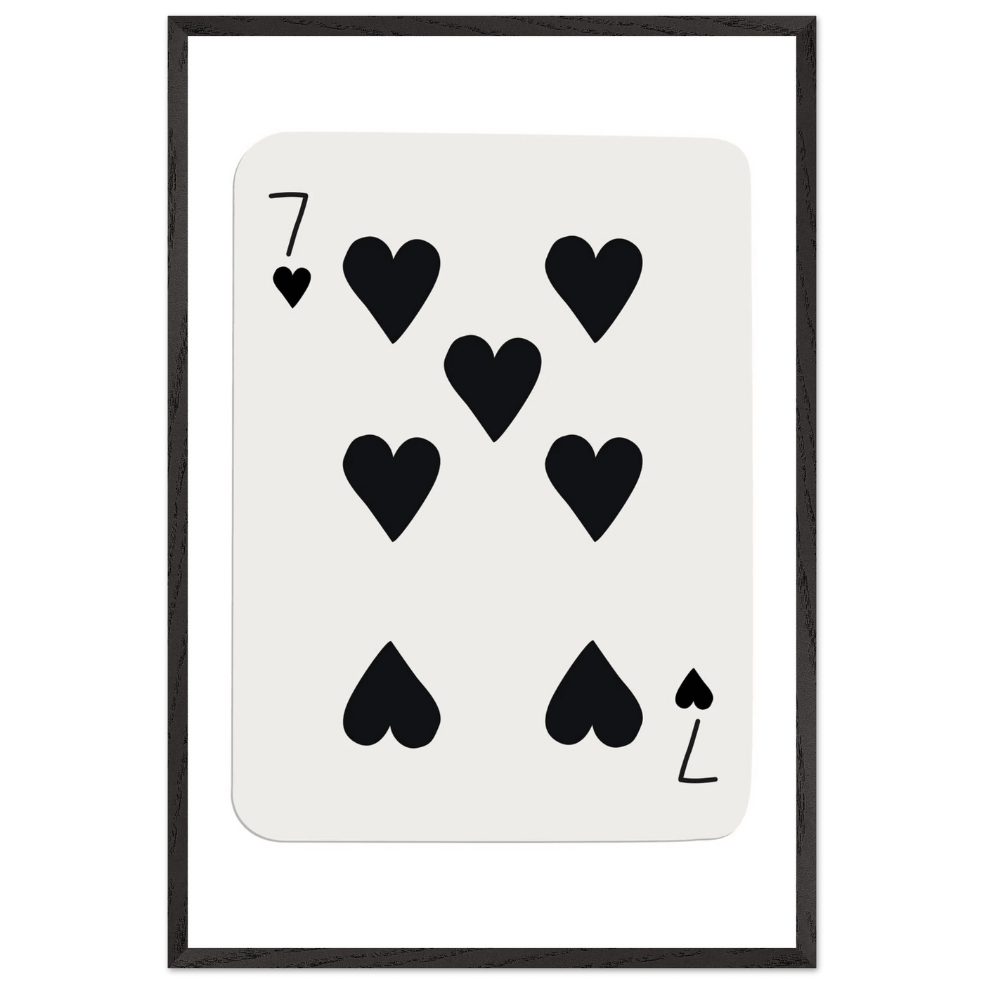 Seven of Hearts - Modern Poker Card Print Art - Eco-Friendly Wood Framed Poster, in your choice of elegant frames - Vibrantwalls