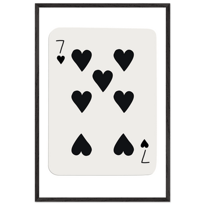 Seven of Hearts - Modern Poker Card Print Art - Eco-Friendly Wood Framed Poster, in your choice of elegant frames - Vibrantwalls