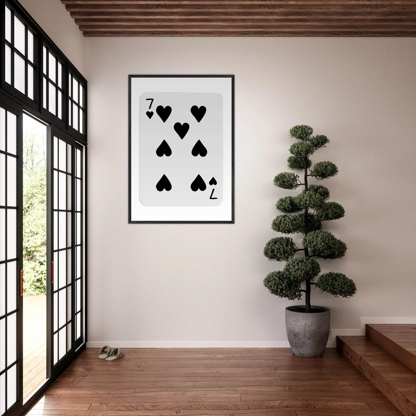 Seven of Spades Poker Card Print - Mounted & Framed Wall Art, Eco-Friendly Wood Frame in Multiple Finishes - Vibrantwalls