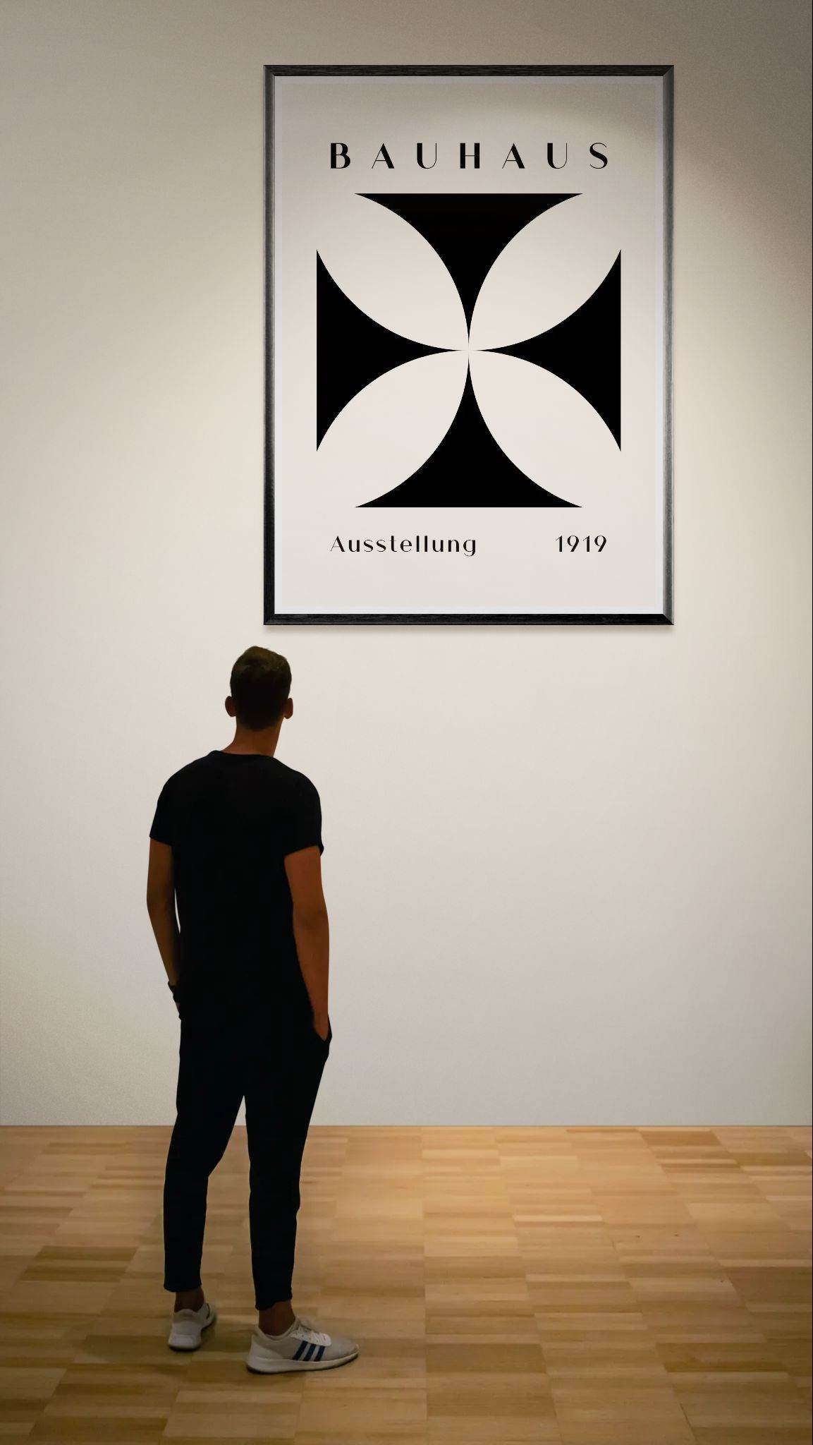 Bauhaus Black Beige Abstract Movement Style Design Wall Art - Vibrantwalls