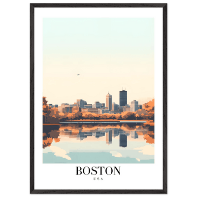 Boston Cityscape Framed Poster – Modern Travel Wall Art with Wooden Frame & Multiple Sizes - Vibrantwalls