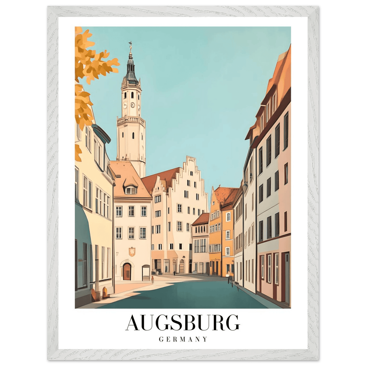 Augsburg Germany Framed Poster – Vintage European Cityscape Wall Art with Wooden Frame in Various Sizes - Vibrantwalls