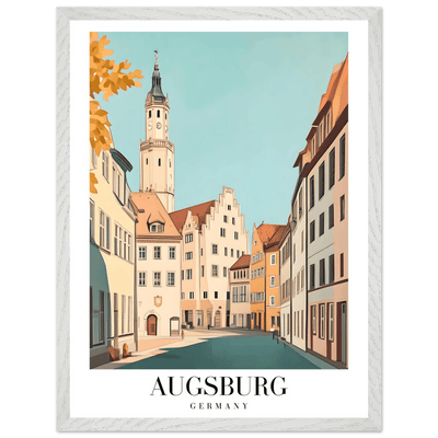 Augsburg Germany Framed Poster – Vintage European Cityscape Wall Art with Wooden Frame in Various Sizes - Vibrantwalls