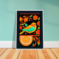 Vibrant Folk Bird Art Cubism Style Abstract Geometric Wall Art - Vibrantwalls