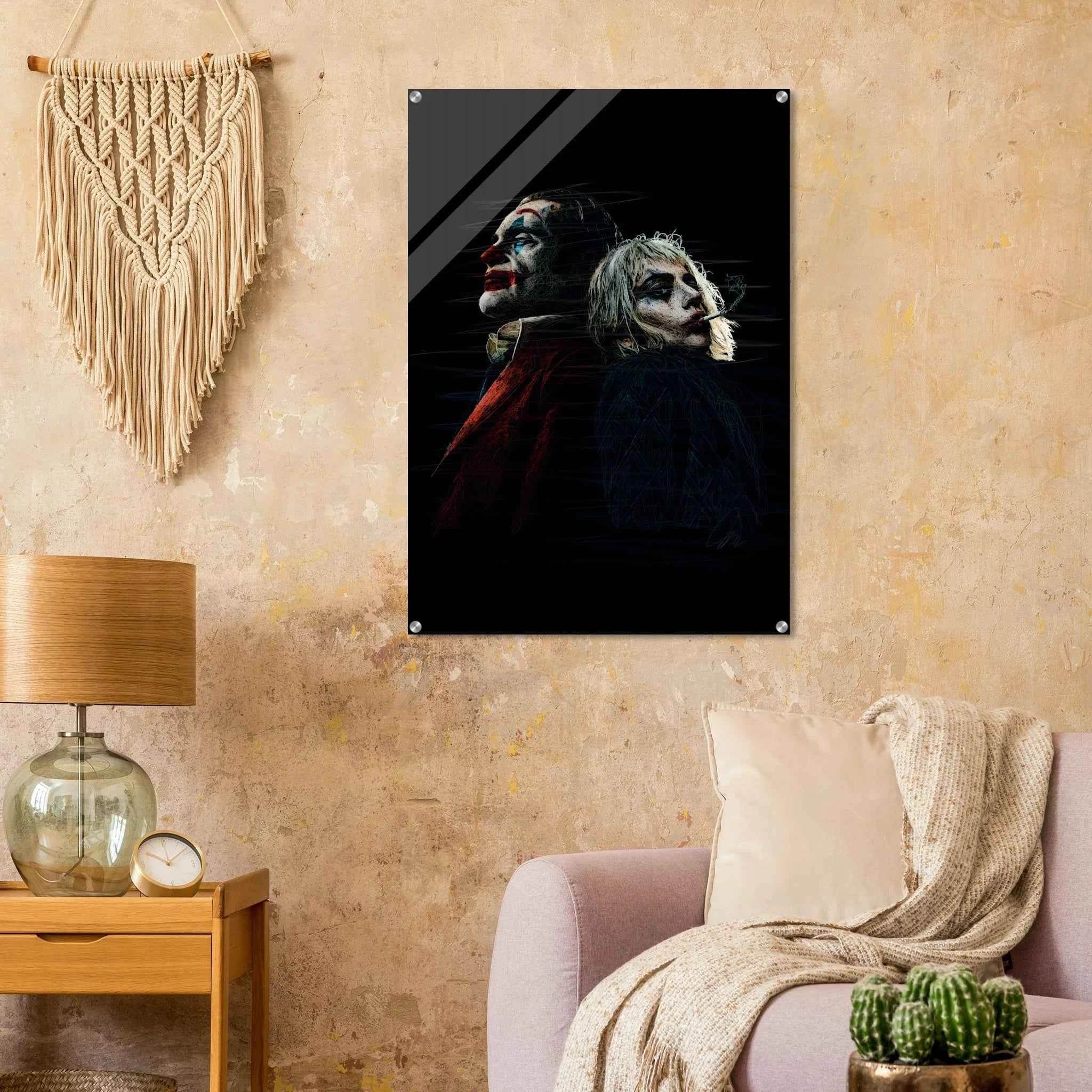 Joker & Harley Quinn Inspired Acrylic Print – Dark, Edgy, Modern Pop Art for Your Space - Vibrantwalls