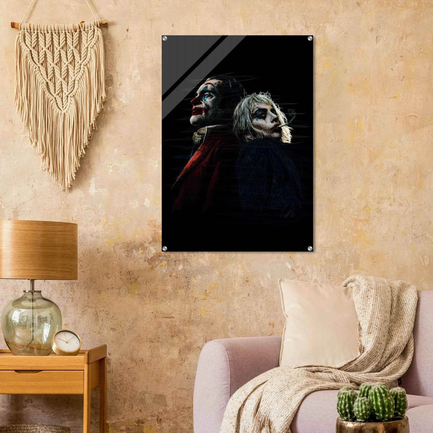 Joker & Harley Quinn Inspired Acrylic Print – Dark, Edgy, Modern Pop Art for Your Space - Vibrantwalls