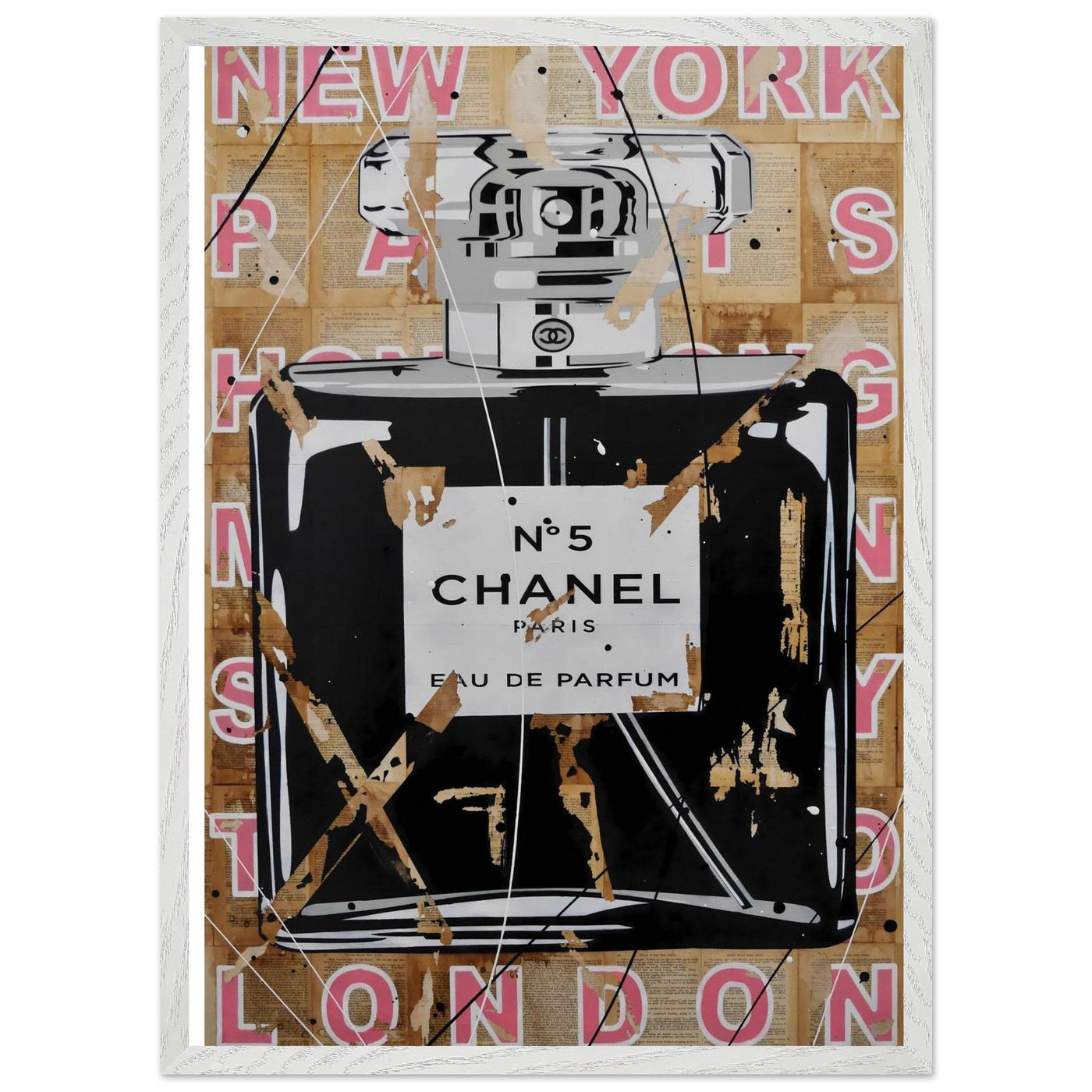 Chanel No. 5 Abstract Luxury Perfume Art Print – Premium Framed Pop Art for Modern Interiors - Vibrantwalls
