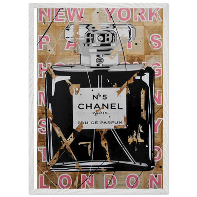 Chanel No. 5 Abstract Luxury Perfume Art Print – Premium Framed Pop Art for Modern Interiors - Vibrantwalls
