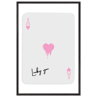 Lucky You - Ace of Hearts Drip Pink Print - Mounted Framed Poster Art with Eco-Friendly Wood Frame - Vibrantwalls