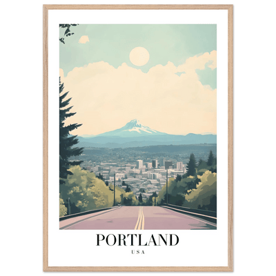 Portland Oregon Framed Poster – Mid-Century Modern Travel Art with Your Choice of Frame - Vibrantwalls
