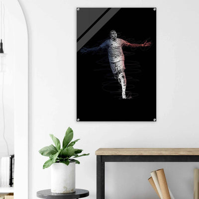 Kylian Mbappé Wall Art Acrylic Print – Dynamic Modern Football Artwork in Various Sizes - Vibrantwalls
