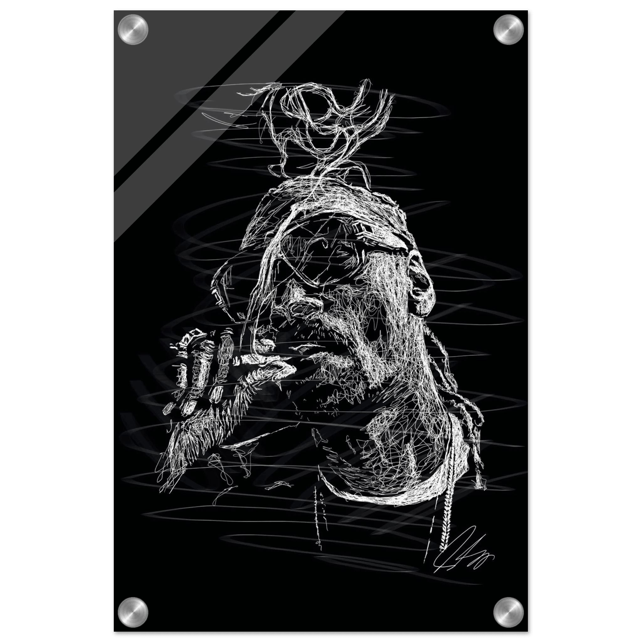 Snoop Dog Acrylic Print - Dynamic Black & White Scribble Art for Stylish Wall Decor - Vibrantwalls
