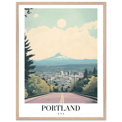 Portland Oregon Framed Poster – Mid-Century Modern Travel Art with Your Choice of Frame - Vibrantwalls