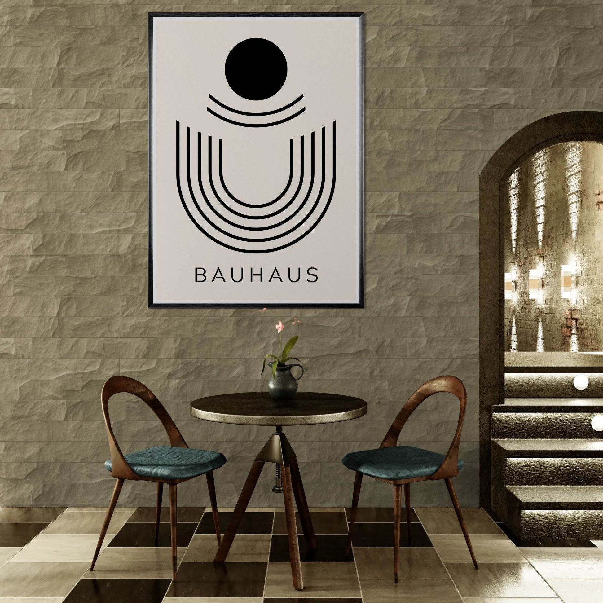 Bauhaus Black Beige Geometric Movement Style Design Wall Art - Vibrantwalls